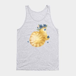 Flower Cat - Yellow Striped With Blue Tank Top